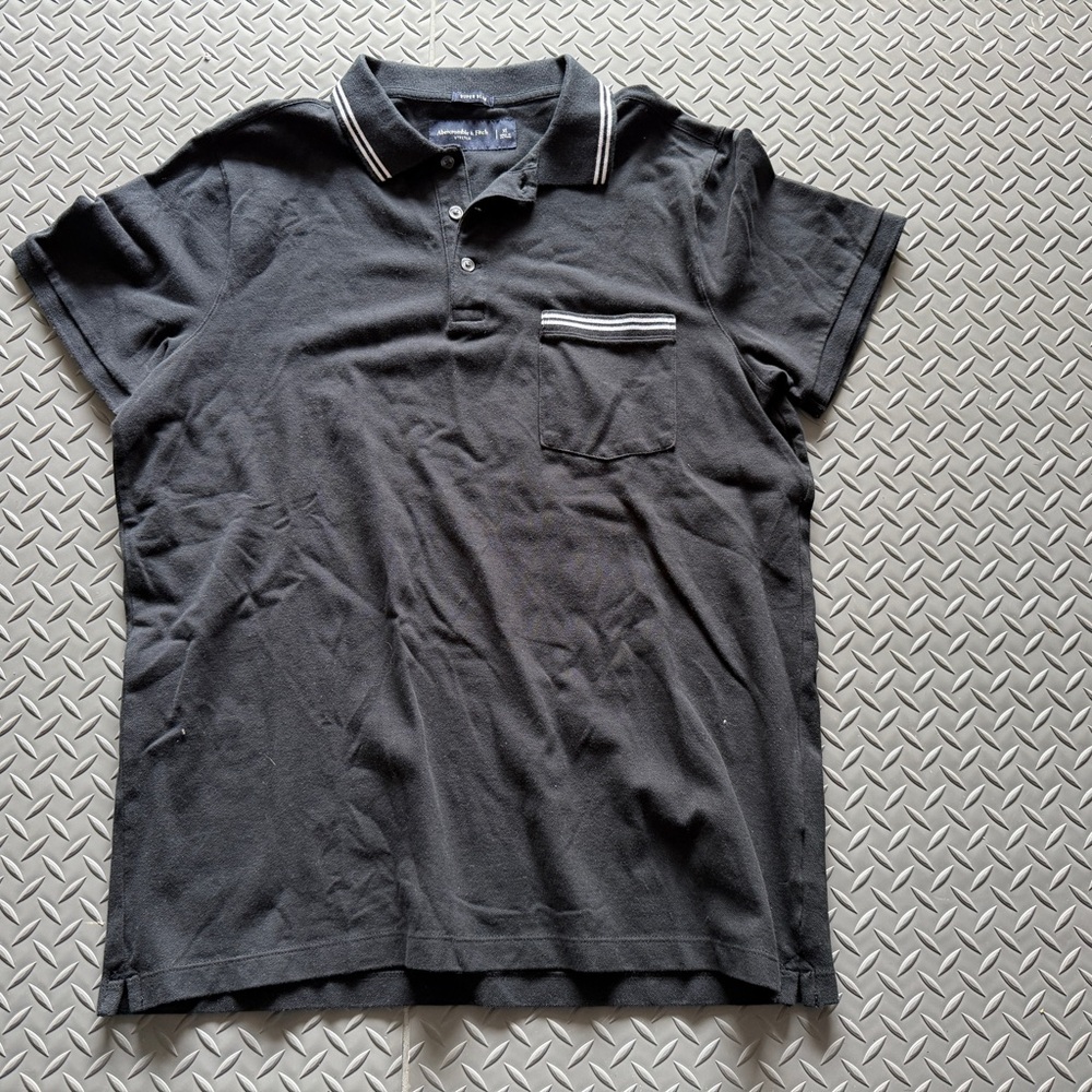 Abercrombie & Fitch Black Polo Stretch Super Slim